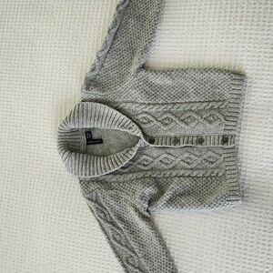 Janie and Jack button-up collared baby sweater in grey. 18-24 months